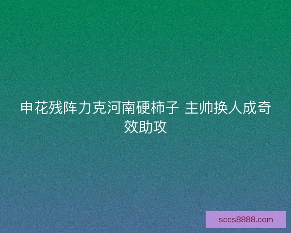 申花残阵力克河南硬柿子 主帅换人成奇效助攻